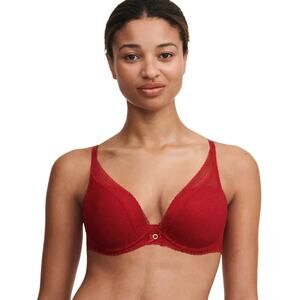 New Chantelle FESTIVITE LACE PLUNGE CONTOUR BRA 34DDDD Red C36820 Valentines NWT